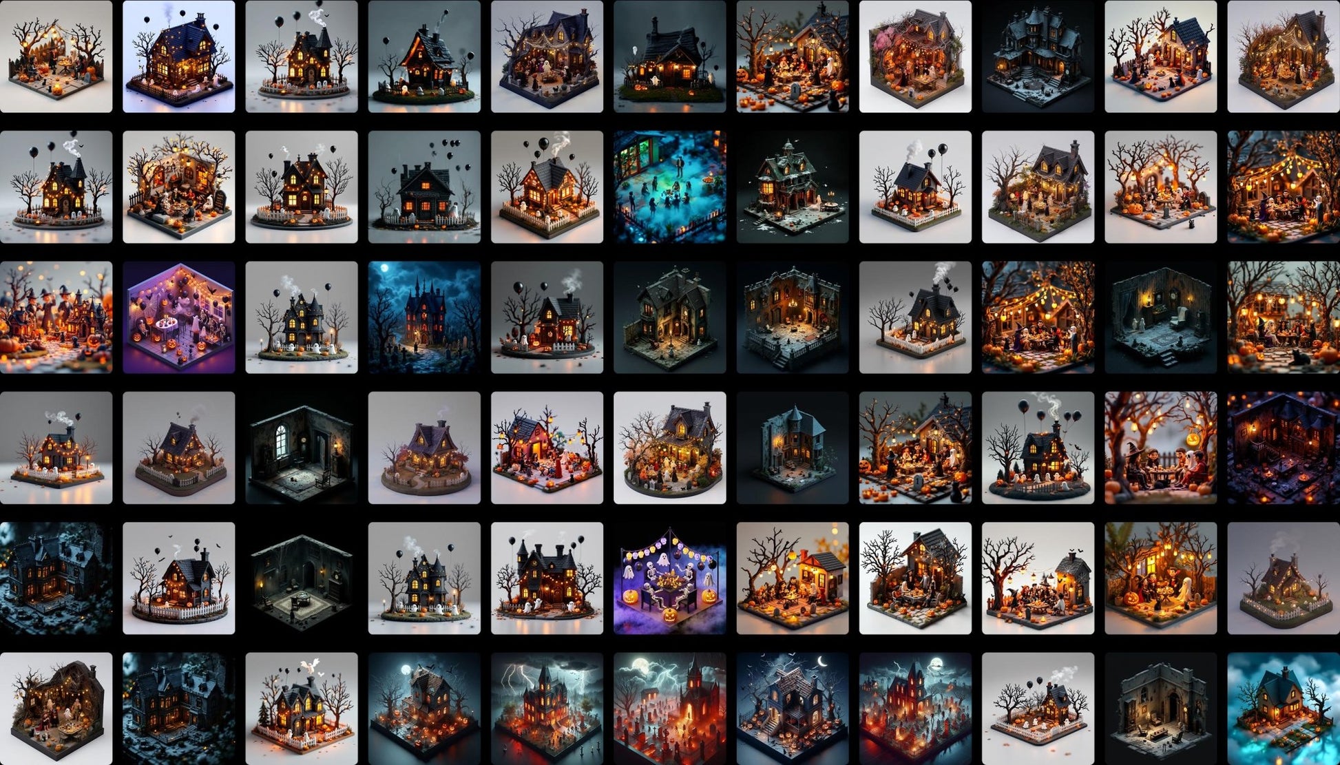 100+ Assets Digitales 4K para Halloween | Casas Encantadas Isométricas | Neon Teal Goth Lofi | Fondos de Pantalla, Arte, Videos - UnhigoArt™ Shop Mi tienda