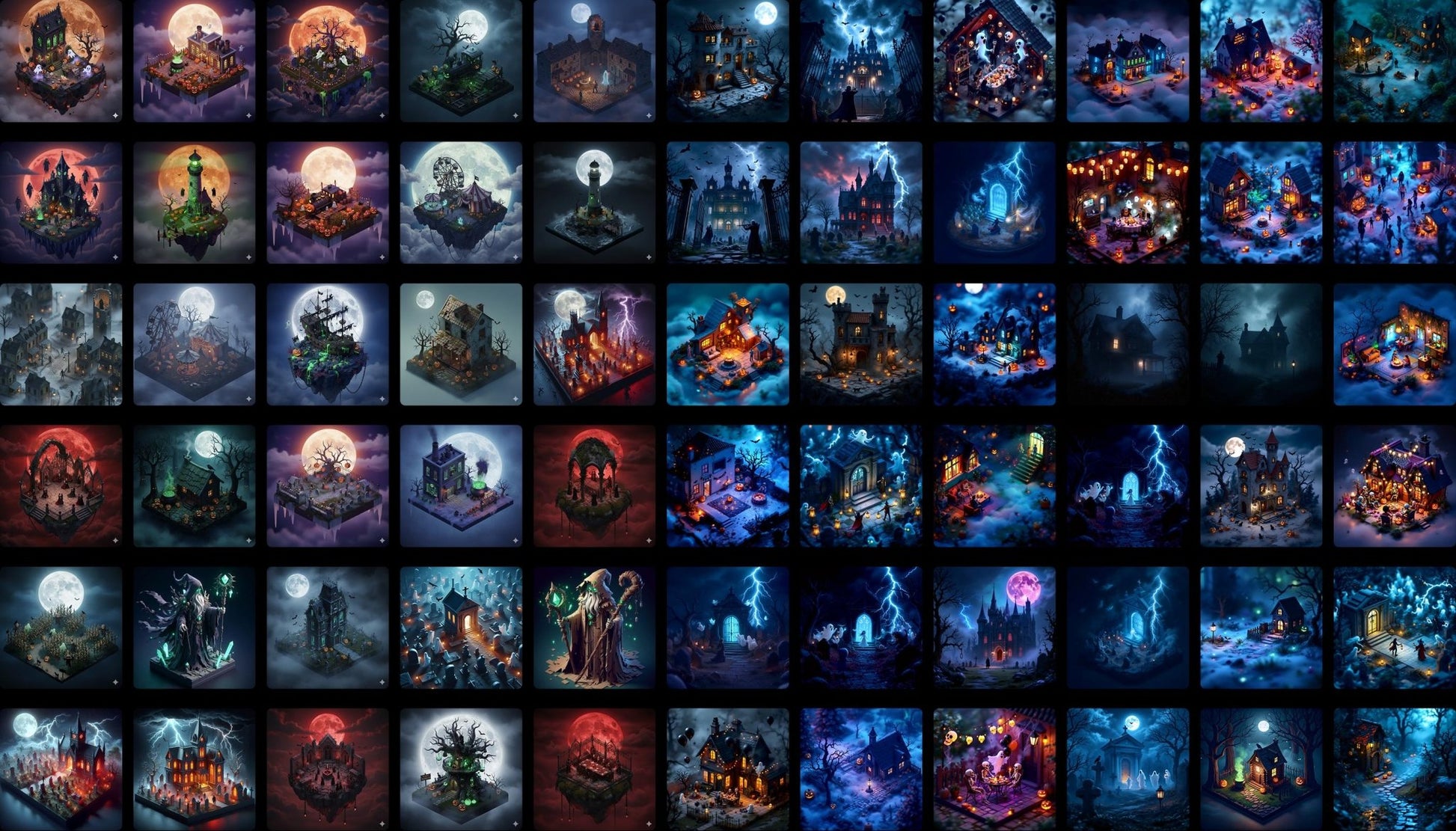 100+ Assets Digitales 4K para Halloween | Casas Encantadas Isométricas | Neon Teal Goth Lofi | Fondos de Pantalla, Arte, Videos - UnhigoArt™ Shop Mi tienda