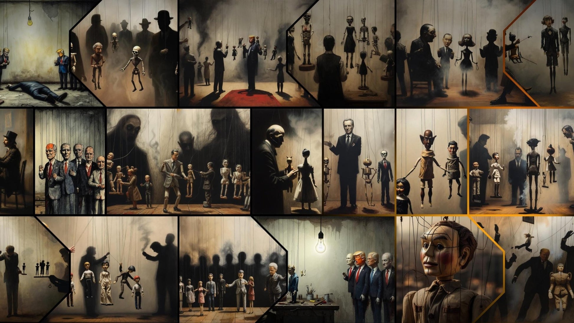 Colección Arte Digital Surrealista – 55 Imágenes de Marionetas y Poder - UnhigoArt™ Shop Mi tienda