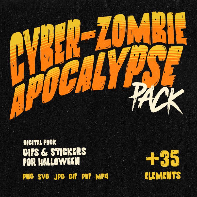 CYBER - ZOMBIE APOCALYPSE - Digital Pack Gifs & Stickers for Halloween - UnhigoArt™ Shop Mi tienda