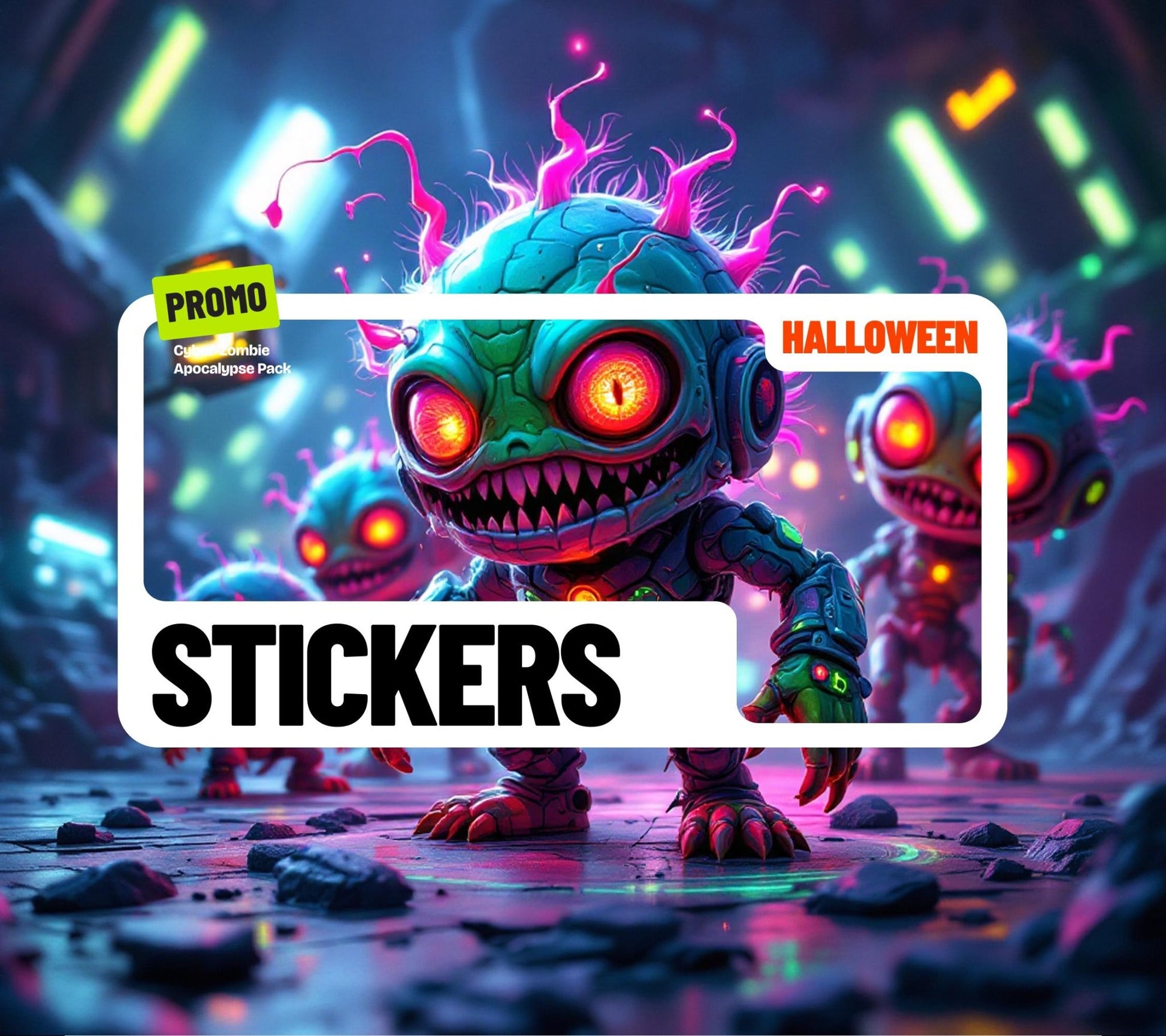 Cyber - Zombie Apocalypse Pack | 321+ Recursos de Halloween | Stickers, GIFs, Ilustraciones y Títulos - UnhigoArt™ Shop Mi tienda