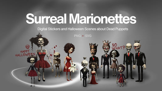 Stickers digitales de Halloween en formato PNG & SVG - UnhigoArt™ Shop Mi tienda
