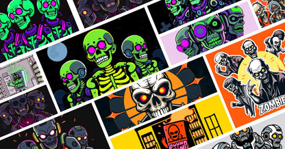 CYBER - ZOMBIE APOCALYPSE - Digital Pack Gifs & Stickers for Halloween - UnhigoArt™ Shop Mi tienda