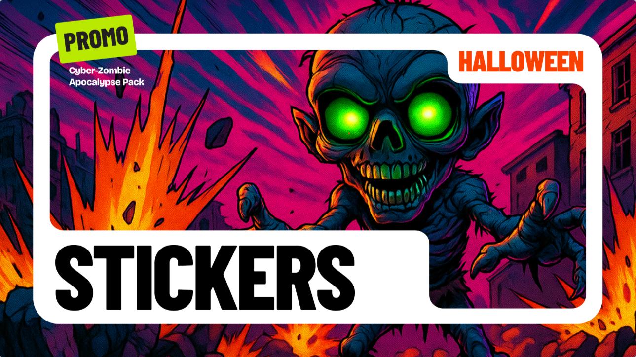 Cyber - Zombie Apocalypse Pack | 321+ Recursos de Halloween | Stickers, GIFs, Ilustraciones y Títulos - UnhigoArt™ Shop Mi tienda