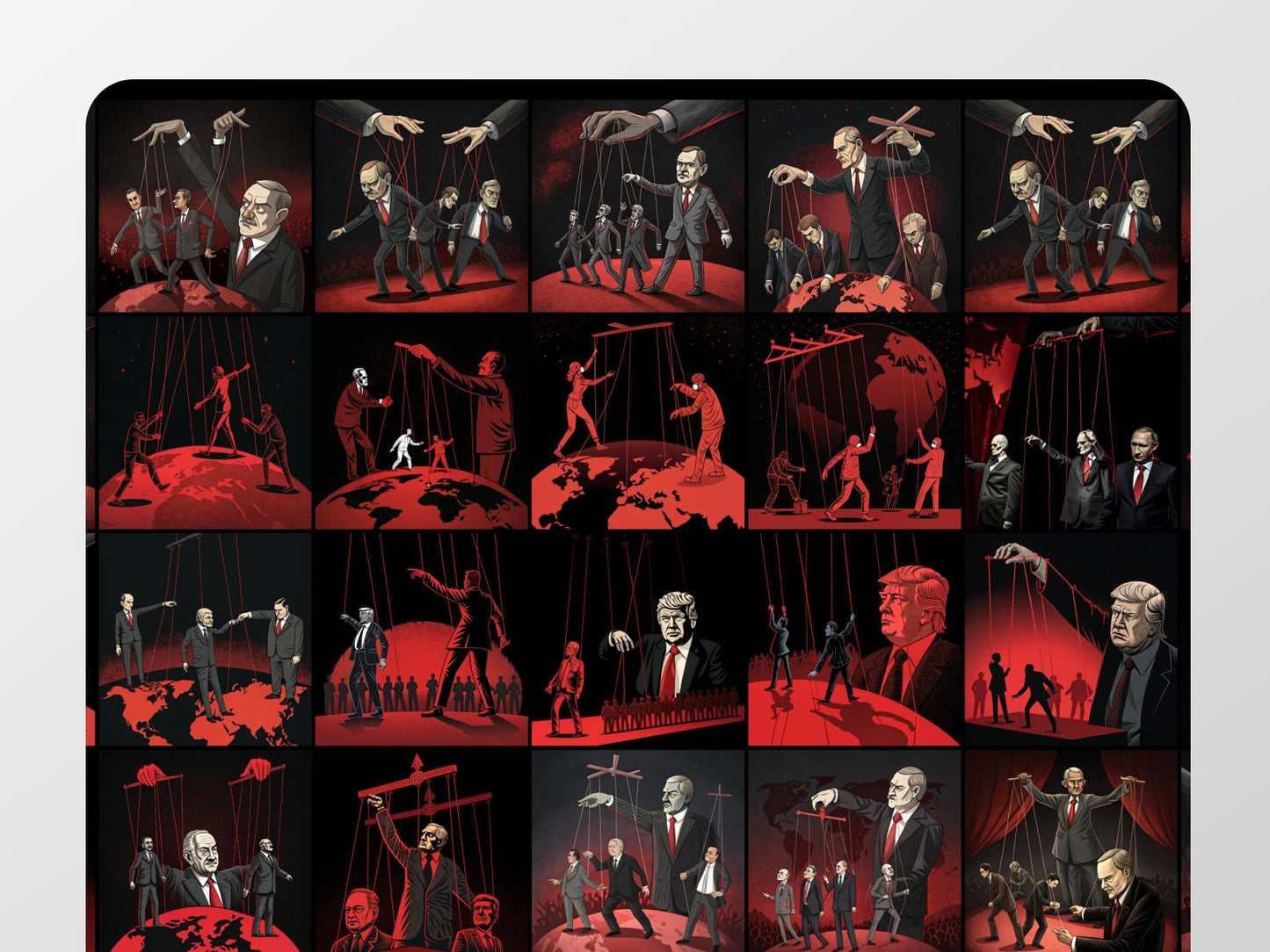 Dark Puppet Conspiracy Illustration | Illuminati NWO Digital Art for T-Shirts & Posters - UnhigoArt™ Shop Mi tienda