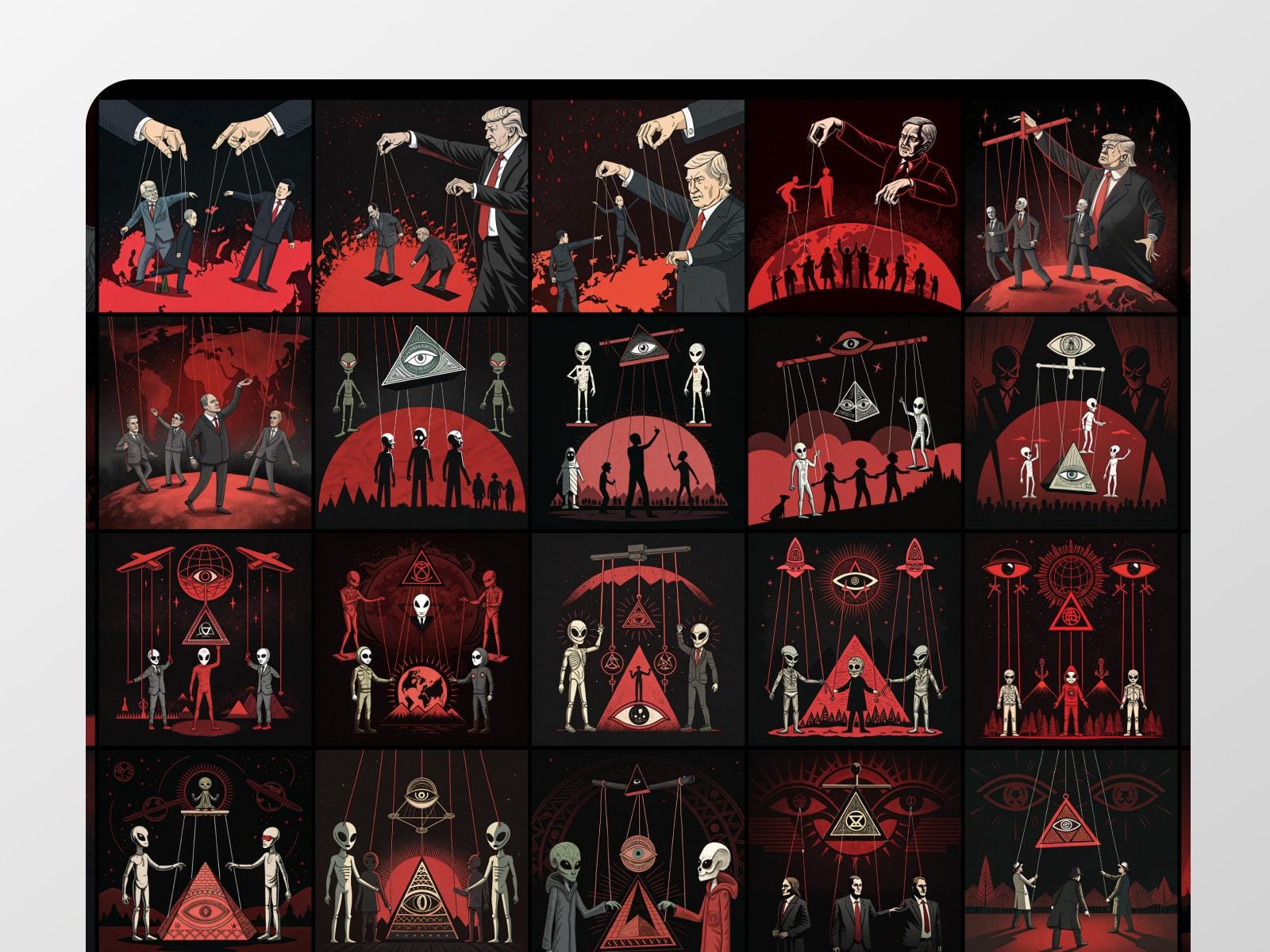 Dark Puppet Conspiracy Illustration | Illuminati NWO Digital Art for T-Shirts & Posters - UnhigoArt™ Shop Mi tienda