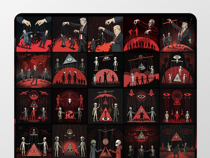 Dark Puppet Conspiracy Illustration | Illuminati NWO Digital Art for T-Shirts & Posters - UnhigoArt™ Shop Mi tienda