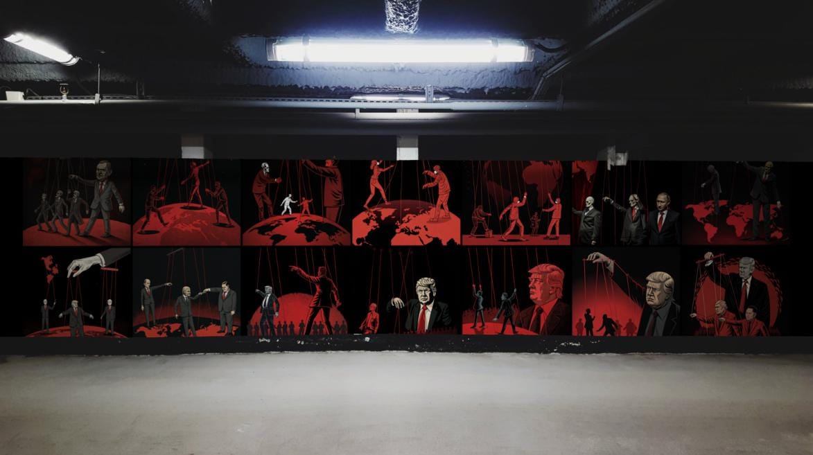 Dark Puppet Conspiracy Illustration | Illuminati NWO Digital Art for T-Shirts & Posters - UnhigoArt™ Shop Mi tienda