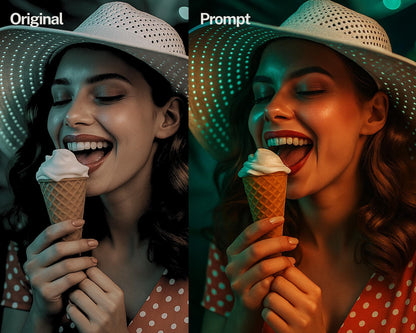 Prompt AI Estilo Retro Cinemático con Neón | Set de Prompts | Arte Estético para Midjourney y DALL·E - UnhigoArt™ Shop Mi tienda